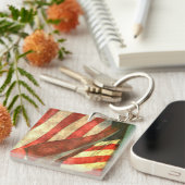 Patriottische Amerikaanse vlag Acrylische Sleutelh Sleutelhanger (Voorkant Rechts)