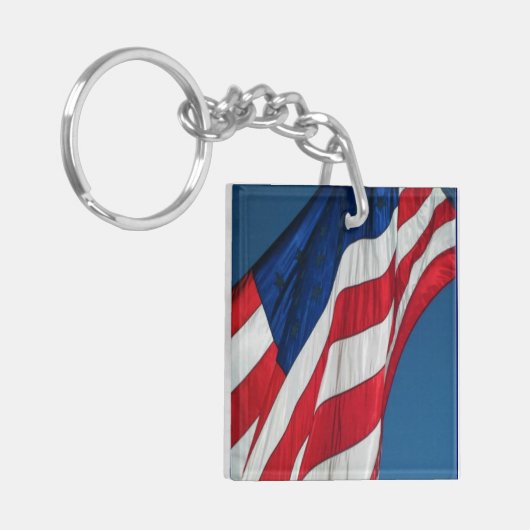 Patriottische Amerikaanse vlag Acrylische Sleutelh Sleutelhanger (Voorkant Links)
