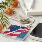 Patriottische Amerikaanse vlag Acrylische Sleutelh Sleutelhanger (Voorkant Rechts)