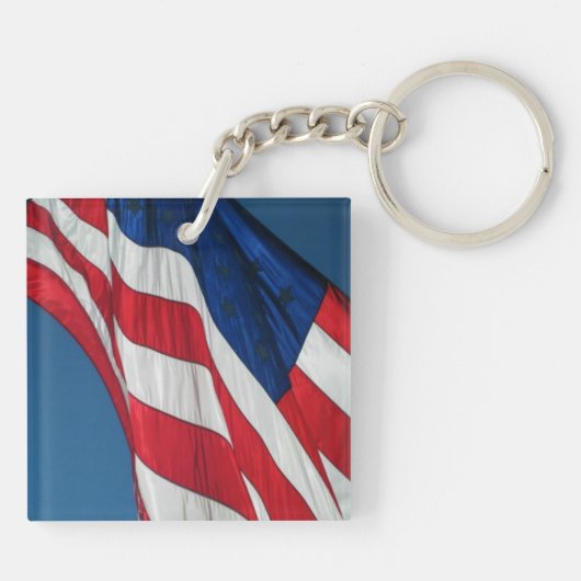 Patriottische Amerikaanse vlag Acrylische Sleutelh Sleutelhanger (Achterkant)