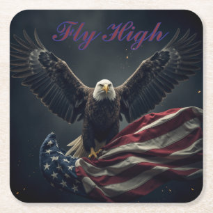 Patriottische Amerikaanse vlag adelaar Kartonnen Onderzetters