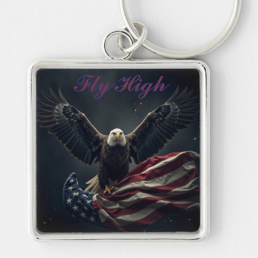 Patriottische Amerikaanse vlag adelaar Sleutelhanger (Voorkant)