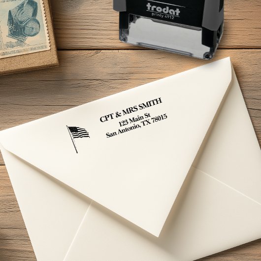 Patriottische Amerikaanse vlag adres Zelfinktende Stempel