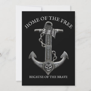 Patriottische Amerikaanse vlag anker piraten nauti Feestdagenkaart