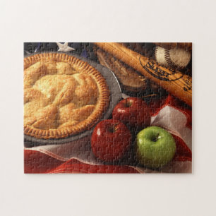 Patriottische Amerikaanse vlag Apple Pie Baseball Legpuzzel