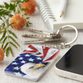 Patriottische Amerikaanse vlag & Bald Eagle Sleutelhanger (Voorkant Rechts)