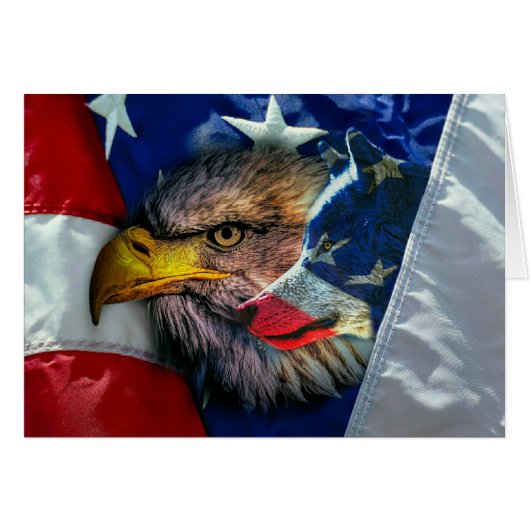 Patriottische Amerikaanse vlag Bald Eagle Wolf (Voorkant Horizontaal)