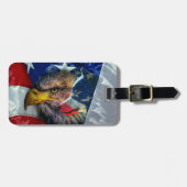 Patriottische Amerikaanse vlag Bald Eagle Wolf Bagagelabel (Voorkant horizontaal)