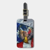 Patriottische Amerikaanse vlag Bald Eagle Wolf Bagagelabel (Voorkant verticaal)
