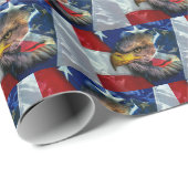 Patriottische Amerikaanse vlag Bald Eagle Wolf Cadeaupapier (Rol Hoek)