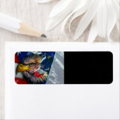 Patriottische Amerikaanse vlag Bald Eagle Wolf Etiket (Insitu)