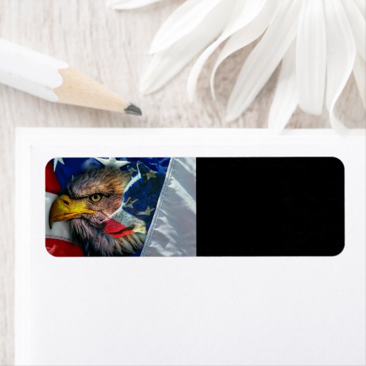Patriottische Amerikaanse vlag Bald Eagle Wolf Etiket (Insitu)
