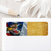 Patriottische Amerikaanse vlag Bald Eagle Wolf Etiket (Insitu)