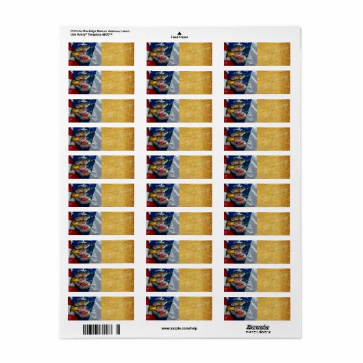 Patriottische Amerikaanse vlag Bald Eagle Wolf Etiket (Full Sheet)