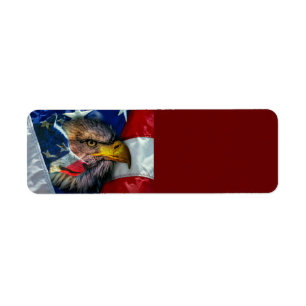 Patriottische Amerikaanse vlag Bald Eagle Wolf Etiket