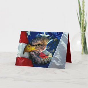 Patriottische Amerikaanse vlag Bald Eagle Wolf Feestdagen Kaart