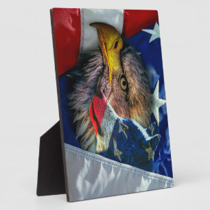 Patriottische Amerikaanse vlag Bald Eagle Wolf Fotoplaat