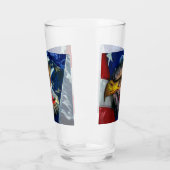 Patriottische Amerikaanse vlag Bald Eagle Wolf Glas (Links)