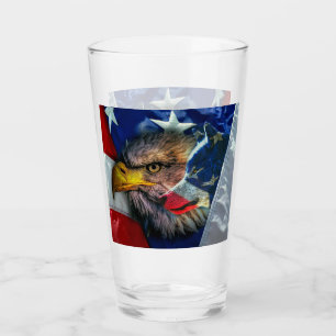 Patriottische Amerikaanse vlag Bald Eagle Wolf Glas