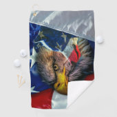 Patriottische Amerikaanse vlag Bald Eagle Wolf Golfhanddoek (Insitu)
