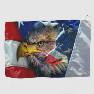 Patriottische Amerikaanse vlag Bald Eagle Wolf Golfhanddoek