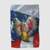 Patriottische Amerikaanse vlag Bald Eagle Wolf Golfhanddoek (Voorkant)