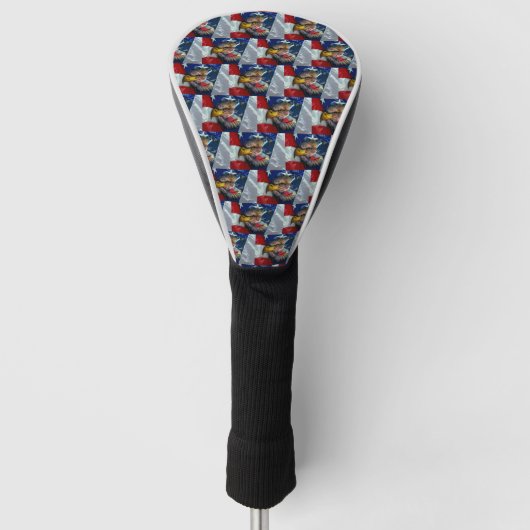 Patriottische Amerikaanse vlag Bald Eagle Wolf Golfheadcover (Voorkant)