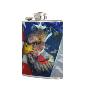 Patriottische Amerikaanse vlag Bald Eagle Wolf Heupfles (Links)