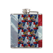 Patriottische Amerikaanse vlag Bald Eagle Wolf Heupfles (Achterkant)