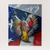 Patriottische Amerikaanse vlag Bald Eagle Wolf Legpuzzel (Verticaal)