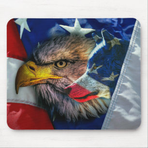 Patriottische Amerikaanse vlag Bald Eagle Wolf Muismat