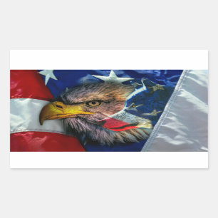 Patriottische Amerikaanse vlag Bald Eagle Wolf Rechthoekige Sticker