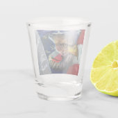 Patriottische Amerikaanse vlag Bald Eagle Wolf Shot Glas (Achterkant)