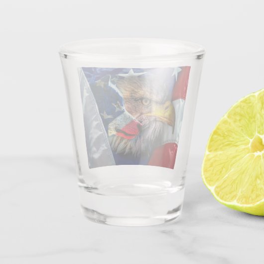 Patriottische Amerikaanse vlag Bald Eagle Wolf Shot Glas (Achterkant)