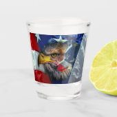 Patriottische Amerikaanse vlag Bald Eagle Wolf Shot Glas (Voorkant)