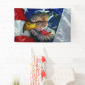 Patriottische Amerikaanse vlag Bald Eagle Wolf Spandoek (Insitu)