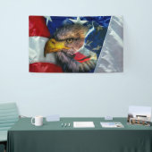 Patriottische Amerikaanse vlag Bald Eagle Wolf Spandoek (Beurs)