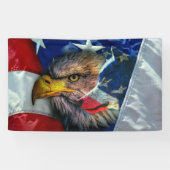 Patriottische Amerikaanse vlag Bald Eagle Wolf Spandoek (Horizontaal)