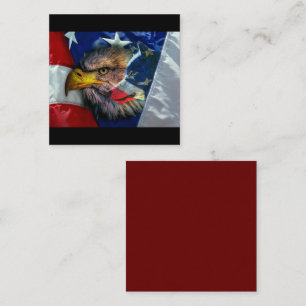 Patriottische Amerikaanse vlag Bald Eagle Wolf Vierkante Visitekaartje