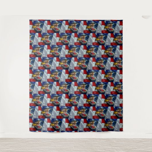 Patriottische Amerikaanse vlag Bald Eagle Wolf Wandkleed (Voorkant)