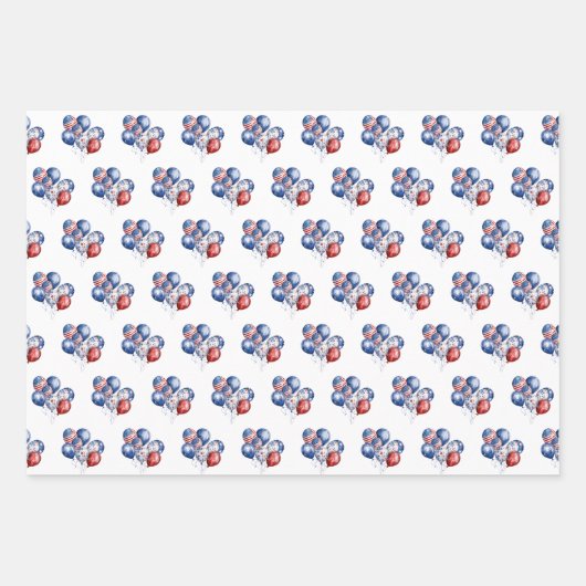 Patriottische Amerikaanse vlag ballonnen in rood w Inpakpapier Vel (Voorkant 2)