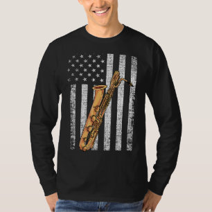 Patriottische Amerikaanse vlag Baritone Saxophone T-shirt