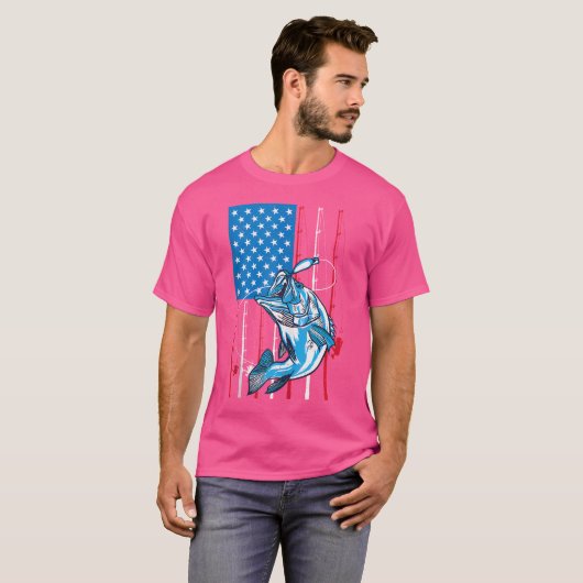 Patriottische Amerikaanse vlag bas Vissen Gevist R T-shirt (Voorkant volledig)
