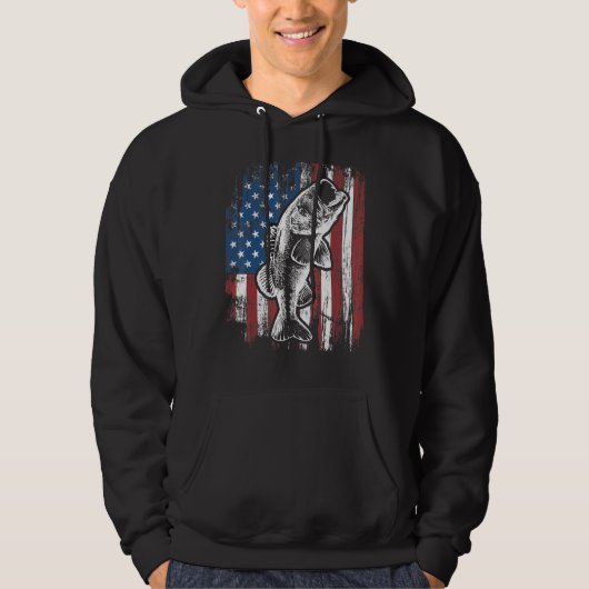 Patriottische Amerikaanse vlag bas Vist vaders dag Hoodie (Voorkant)