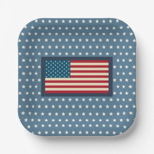 Patriottische Amerikaanse Vlag BBQ 4 juli Picknick Papieren Bordje