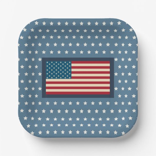 Patriottische Amerikaanse vlag BBQ op 4 juli Picni Papieren Bordje (Voorkant)