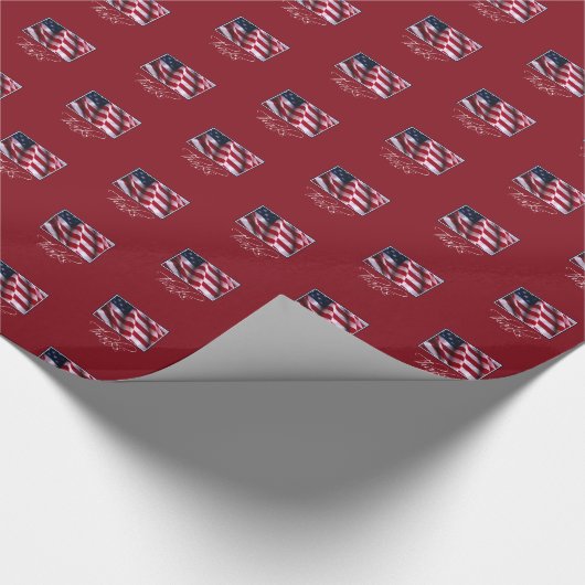 Patriottische Amerikaanse vlag Bedankt in het rood Cadeaupapier (Hoek)