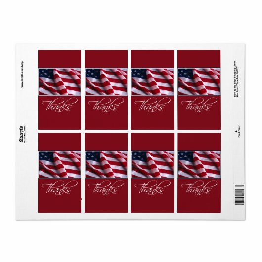Patriottische Amerikaanse vlag Bedankt in het rood Etiket (Full Sheet)