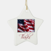 Patriottische Amerikaanse vlag Bedankt in het rood Keramisch Ornament (Rechts)