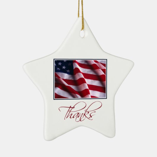 Patriottische Amerikaanse vlag Bedankt in het rood Keramisch Ornament (Rechts)